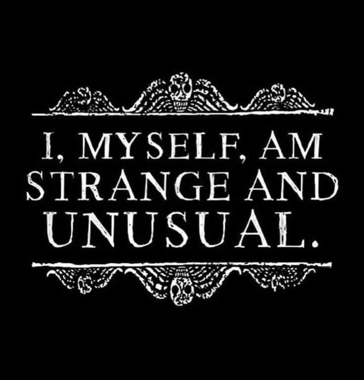 I, myself, am strange and unusual.